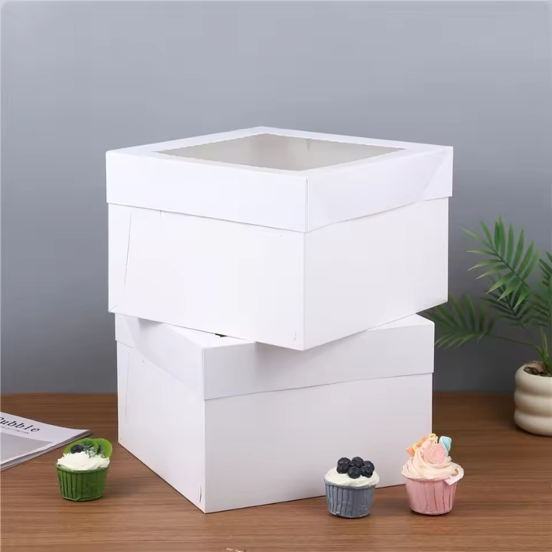 Wedding Cake Supply - Yes2/4/6PCS 창문이 있는 일회용 흰색 케이크