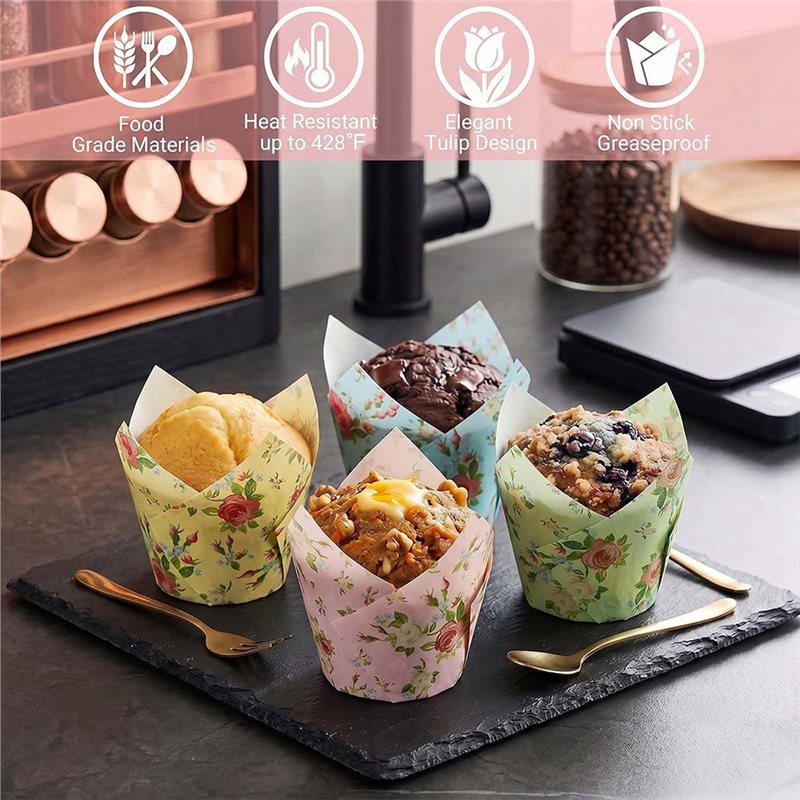 Wedding Cake Supply - A11I 케이크 디저트 컵케이크 라이너, 꽃무늬