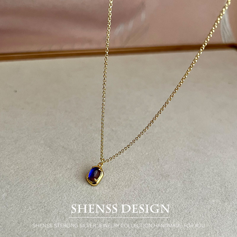 Wedding Package Gold - 여성용 심플 템퍼러먼트 펜던트 목걸이, 14k
