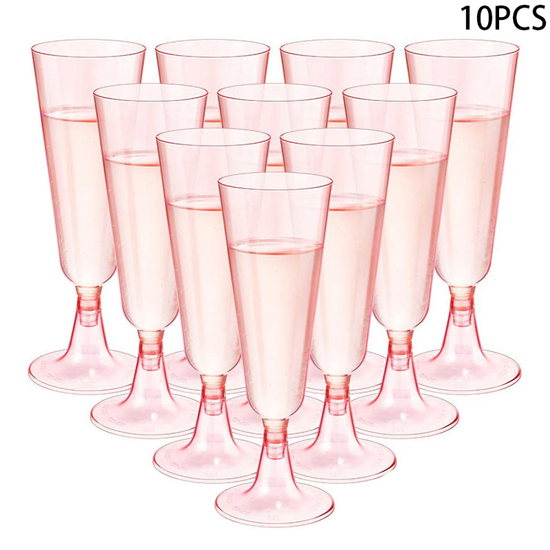 Wedding Fountain - 10Pcs 핑크 샴페인 컵 일회용 플라스틱