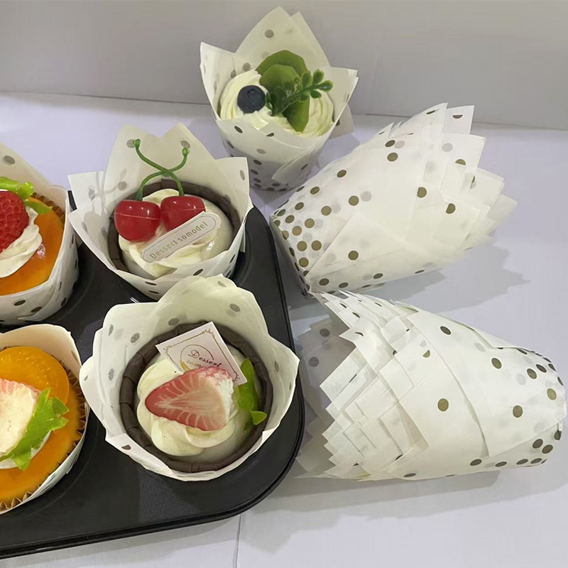 Wedding Cake Supply - 50개/100개 골드 도트 튤립 케이크 컵,