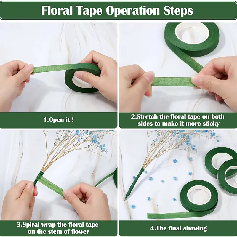 20 야드 그린 꽃다발 꽃 테이프 자체 접착 포장지 테 - Wedding Floral Supply 리뷰 및 가격