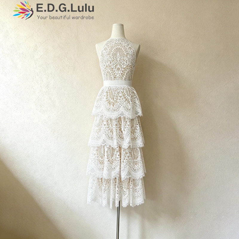 EDGLuLu O 넥 민소매 화이트 웨딩 드레스 여성  - Wedding Lulu 리뷰 및 가격