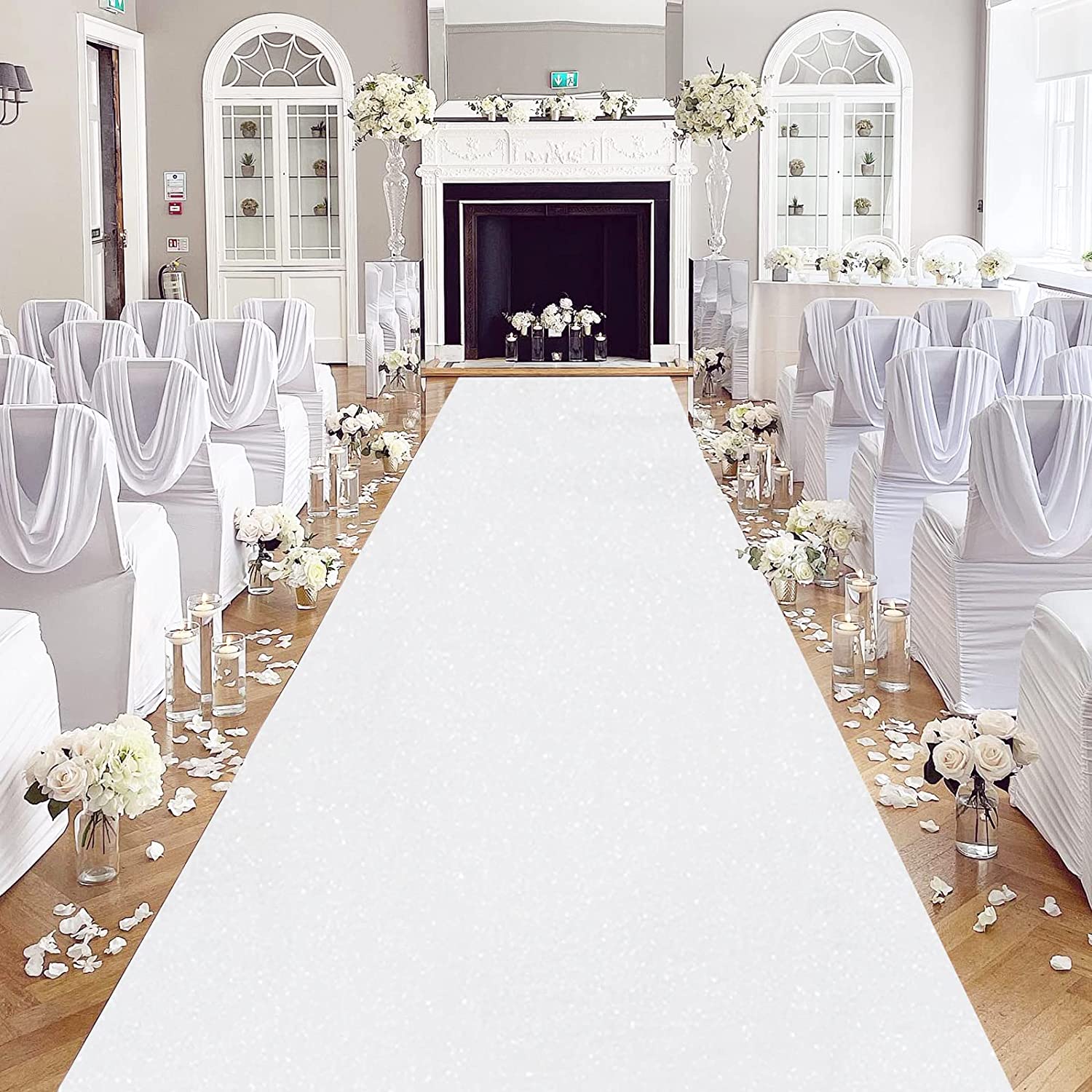 로맨틱 화이트 웨딩 카펫, 반짝이는 화이트 부직포 카펫 - Aisle Runner White 리뷰 및 가격