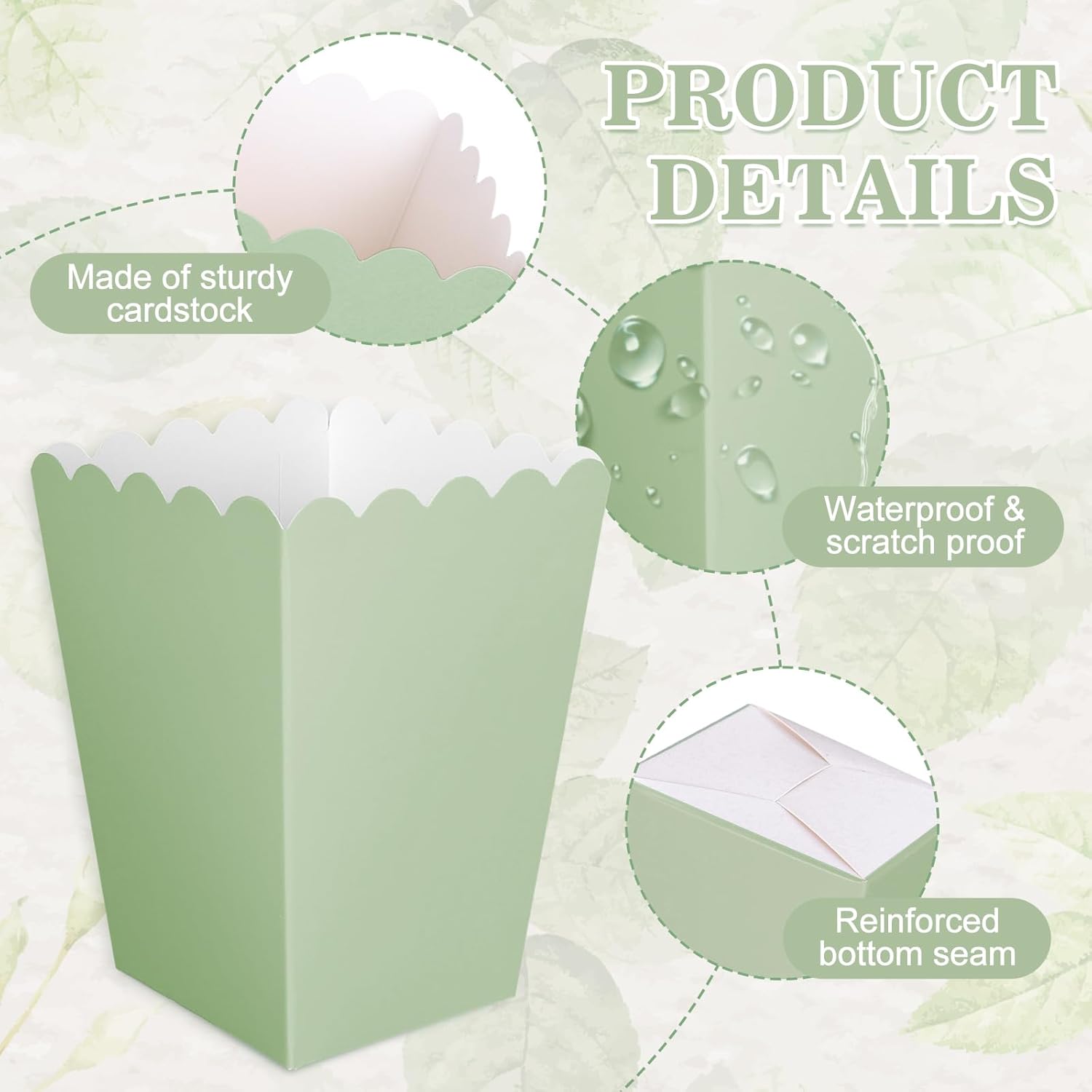 12 개 세이지 그린 미니 팝콘 상자 녹색 팝콘 양동이 - Wedding Supply.Box 리뷰 및 가격