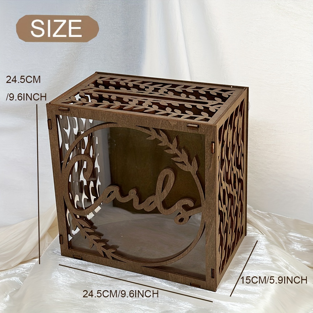 1pc 갈색 나무 웨딩 카드 상자, 신부 파티 리셉션  - Wedding Card Box 리뷰 및 가격