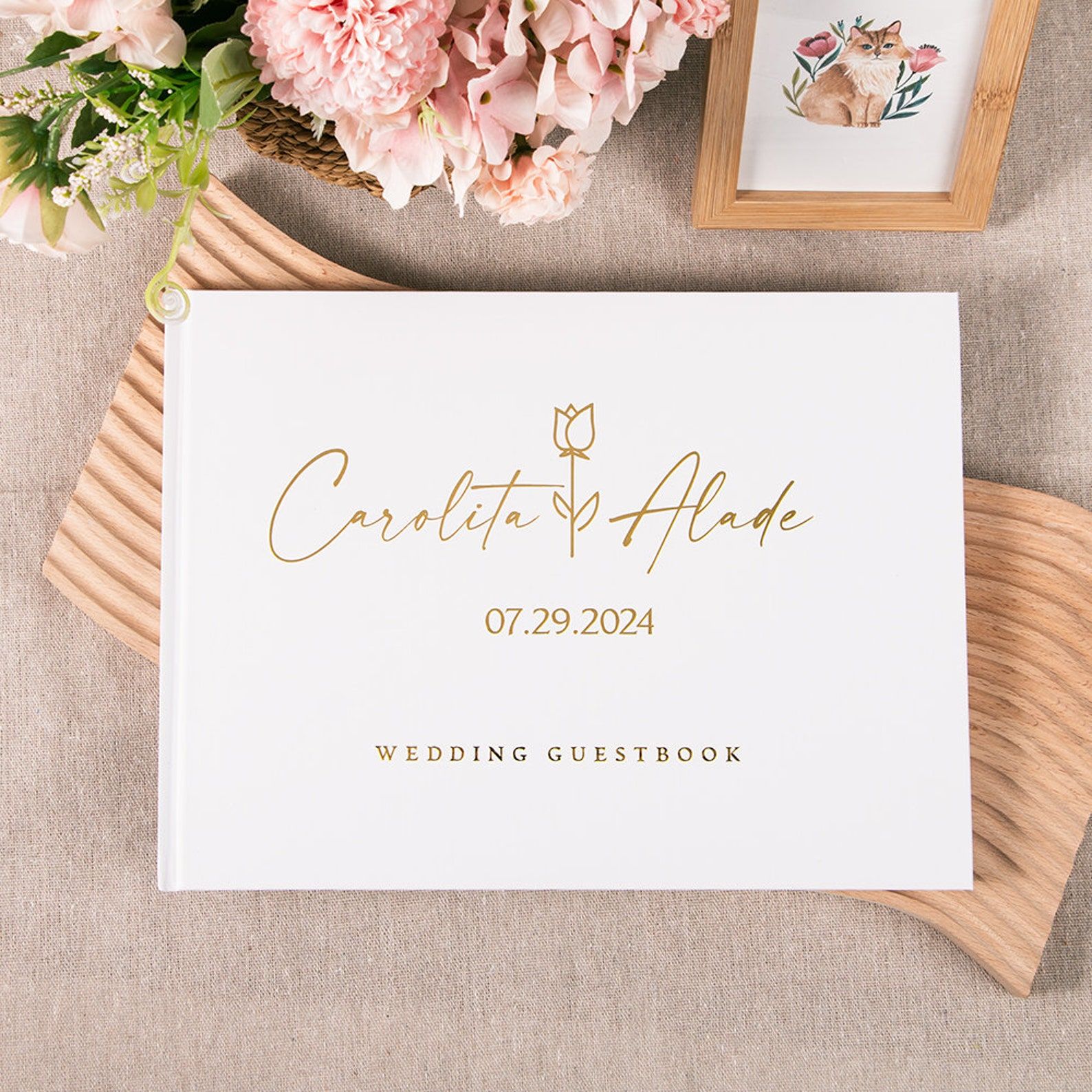 사용자 정의 결혼식 방명록 개인화 된 방명록 로그인 약 - Wedding Supply List 리뷰 및 가격